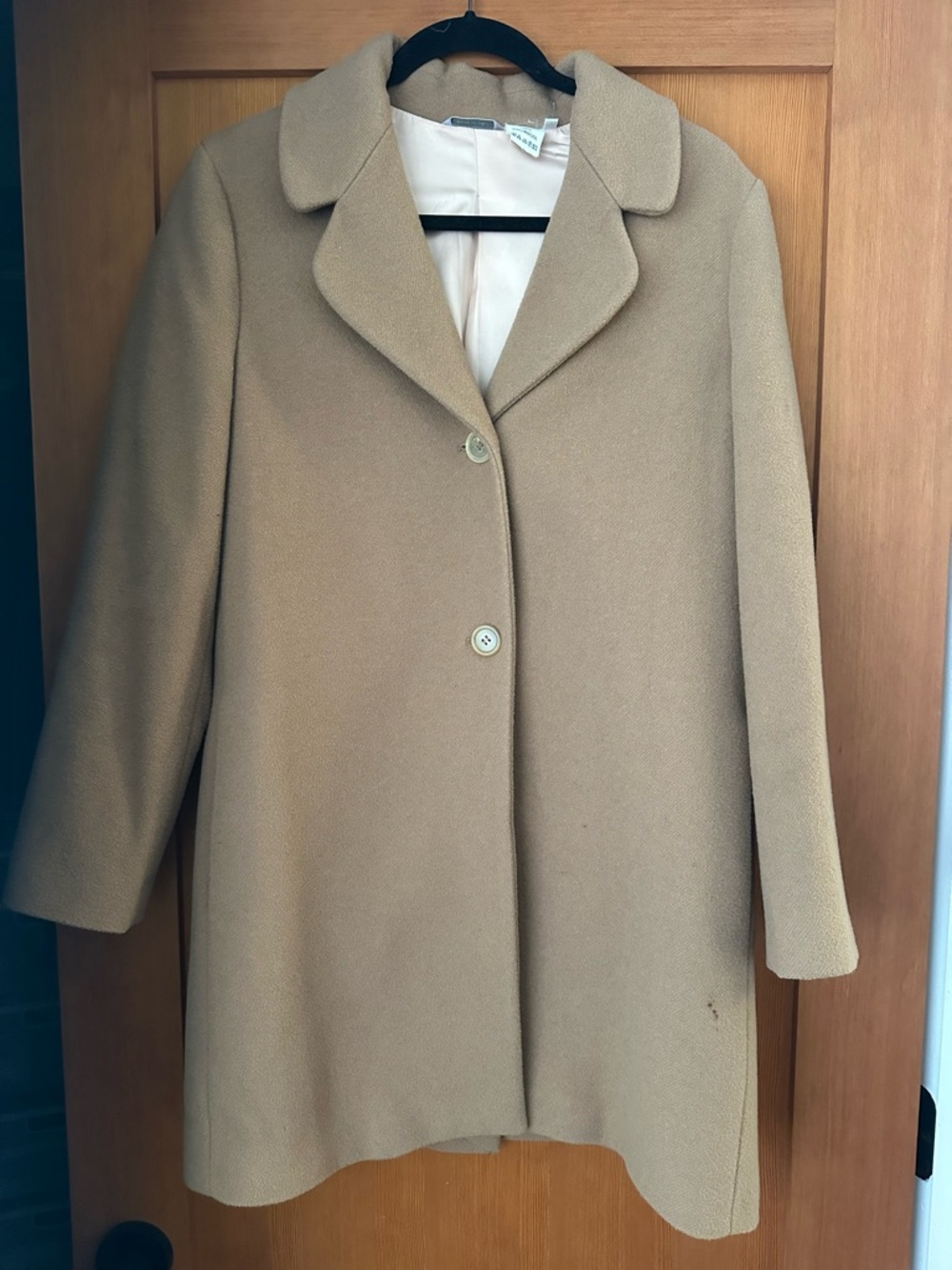Barneys New York Camel Single-Breasted Pea Coat